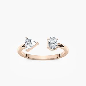 1/2 ctw Oval and Trillion Lab Grown Diamond Open Two Stone Ring