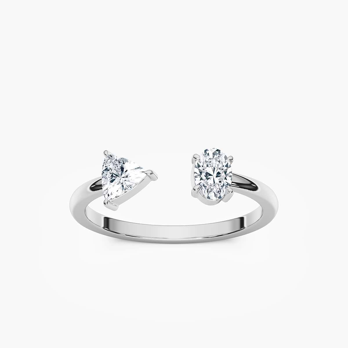 Keria 1/2 ctw Oval and Trillion Lab Grown Diamond Open Toi et Moi Engagement Ring