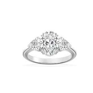 Kelsey Oval Lab Grown Diamond with Trillion Sides Three Stone Engagement Ring