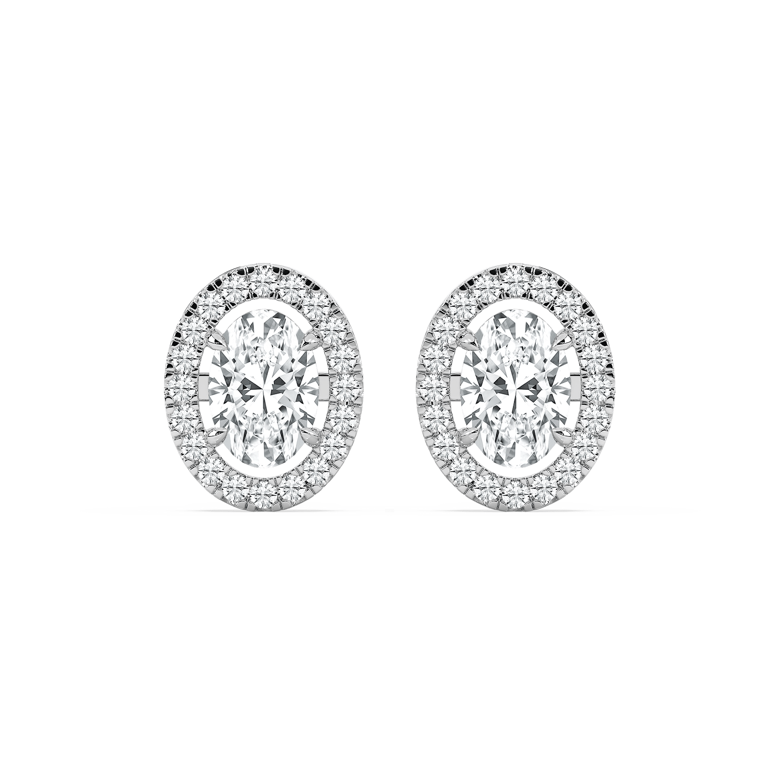 2 ⅖ ctw Oval Lab Grown Diamond Halo Stud Earrings