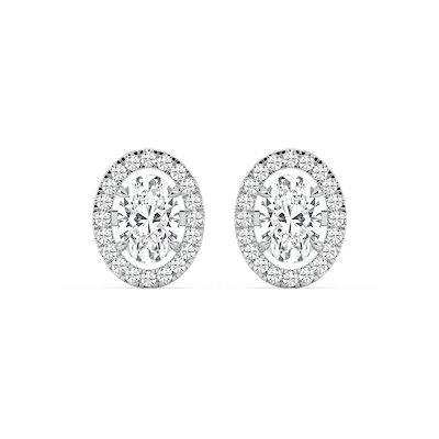 2 ⅓ ctw Oval Lab Grown Diamond Halo Stud Earrings