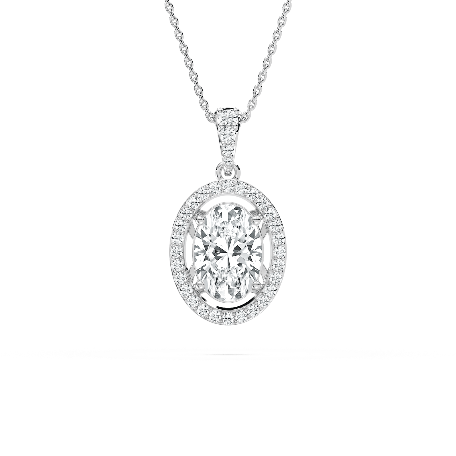 Oval Halo Necklace in Rose Gold