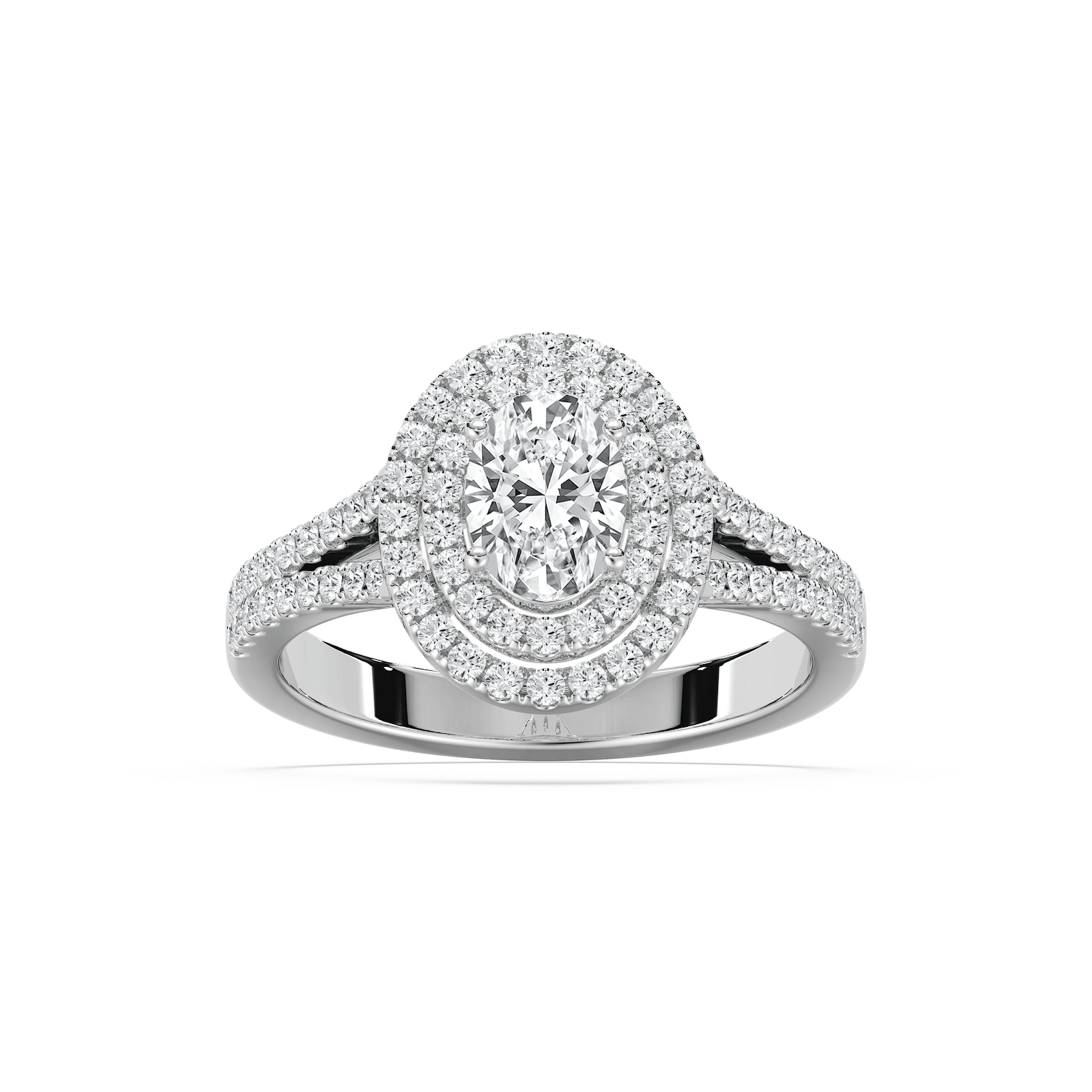 Gemma 1 ²⁄₅ ctw Oval Lab Grown Diamond Split Shank Double Halo Engagement Ring