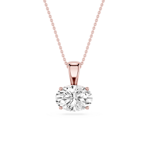 Oval Lab Grown Diamond 4 Prong East West Bail Pendant - 16 to 18 Inches