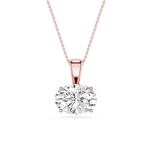 Oval Lab Grown Diamond 4 Prong East West Bail Pendant - 16 to 18 Inches
