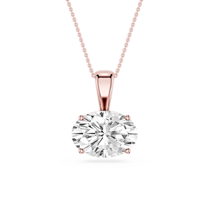 Oval Lab Grown Diamond 4 Prong East West Bail Pendant - 16 to 18 Inches