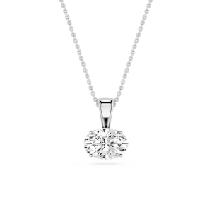 Oval Lab Grown Diamond 4 Prong East West Bail Pendant - 16 to 18 Inches