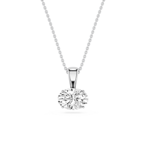 Oval Lab Grown Diamond 4 Prong East West Bail Pendant - 16 to 18 Inches