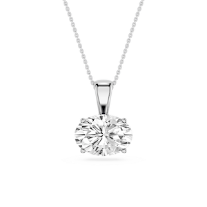 Oval Lab Grown Diamond 4 Prong East West Bail Pendant - 16 to 18 Inches