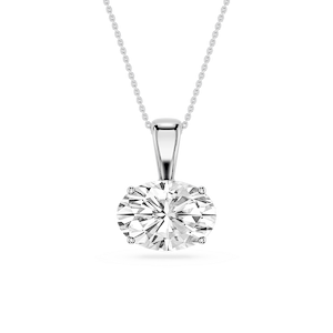 Oval Lab Grown Diamond 4 Prong East West Bail Pendant - 16 to 18 Inches