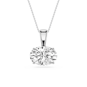 Oval Lab Grown Diamond 4 Prong East West Bail Pendant - 16 to 18 Inches