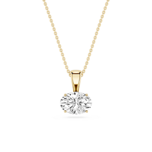 Oval Lab Grown Diamond 4 Prong East West Bail Pendant - 16 to 18 Inches