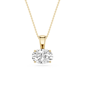 Oval Lab Grown Diamond 4 Prong East West Bail Pendant - 16 to 18 Inches