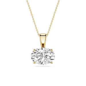 Oval Lab Grown Diamond 4 Prong East West Bail Pendant - 16 to 18 Inches