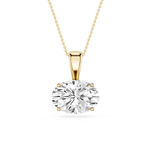 Oval Lab Grown Diamond 4 Prong East West Bail Pendant - 16 to 18 Inches