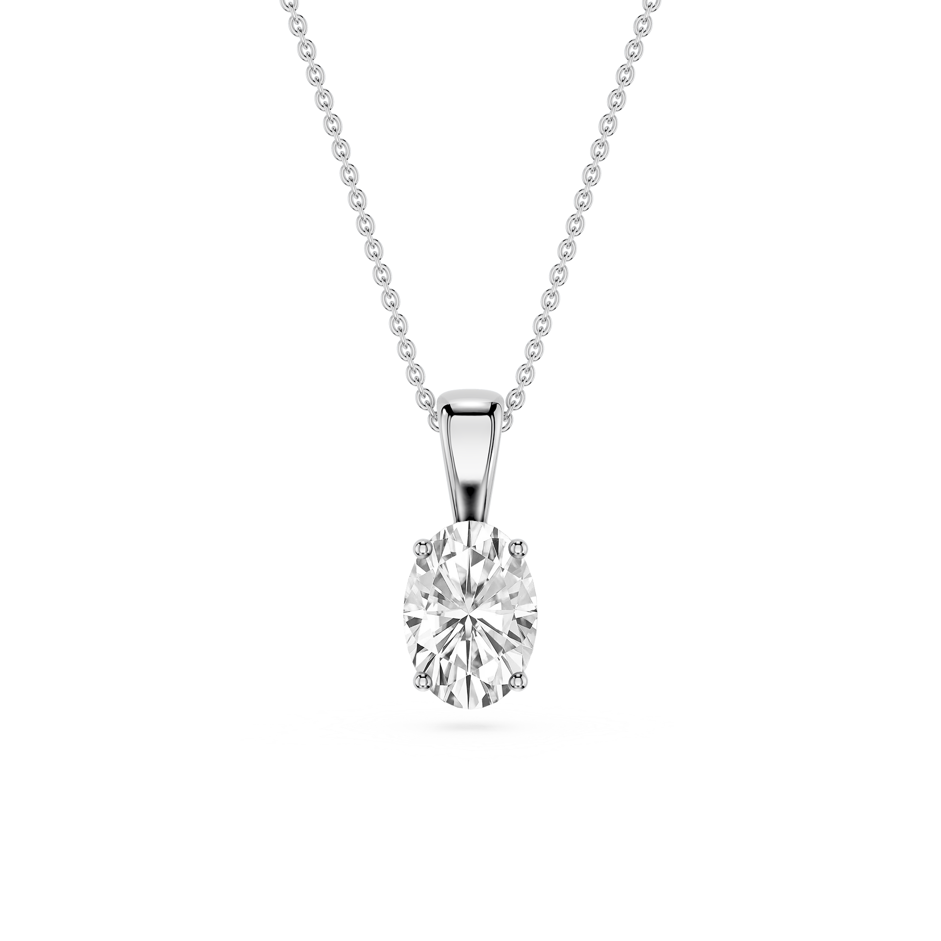 Oval Lab Grown Diamond 4-Prong Single Bail Pendant - 16 to 18 Inches