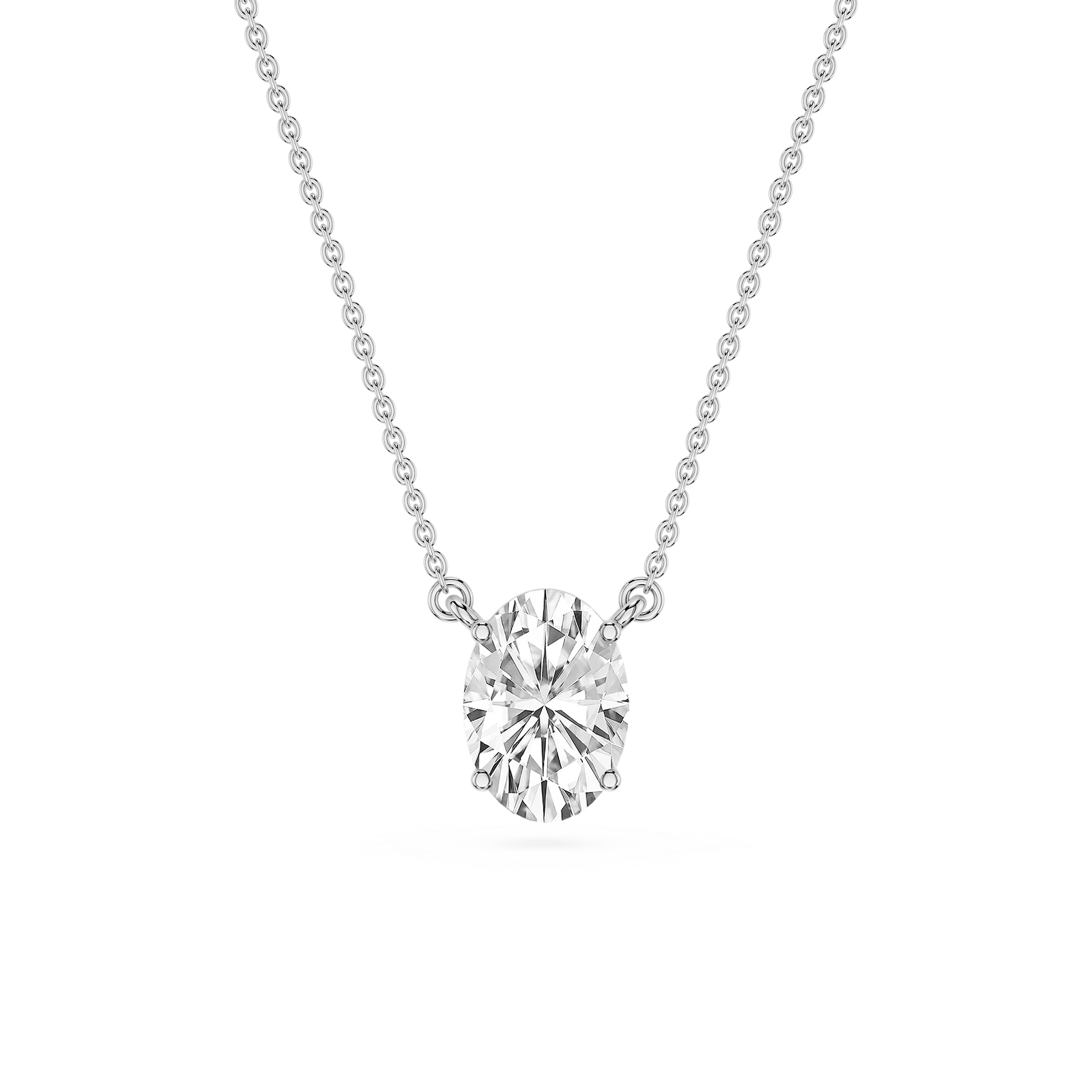 Oval Lab Grown Diamond 4 Prong Solitaire Pendant - 16 to 18 Inches
