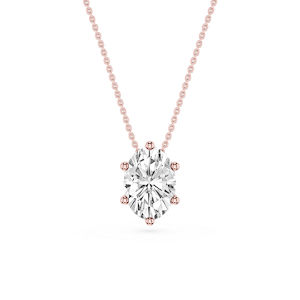 Oval Lab Grown Diamond 6-Prong slide Solitaire Pendant - 16 to 18 Inches
