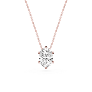 Oval Lab Grown Diamond 6-Prong slide Solitaire Pendant - 16 to 18 Inches