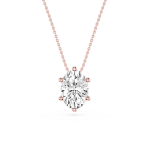 Oval Lab Grown Diamond 6-Prong slide Solitaire Pendant - 16 to 18 Inches