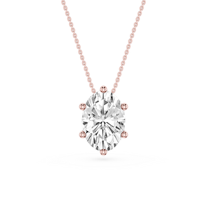 Oval Lab Grown Diamond 6-Prong slide Solitaire Pendant - 16 to 18 Inches