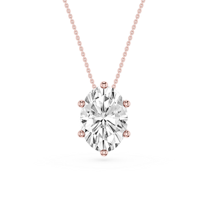 Oval Lab Grown Diamond 6-Prong slide Solitaire Pendant - 16 to 18 Inches