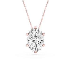 Oval Lab Grown Diamond 6-Prong slide Solitaire Pendant - 16 to 18 Inches