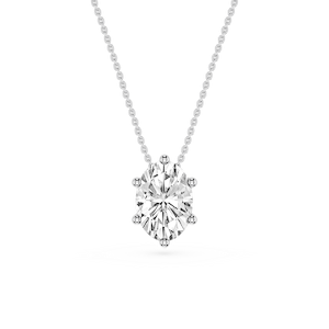 Oval Lab Grown Diamond 6-Prong slide Solitaire Pendant - 16 to 18 Inches