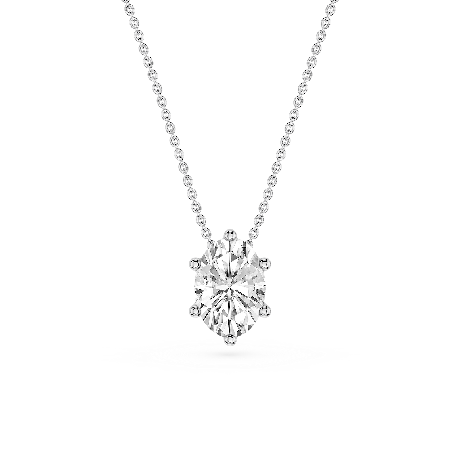 Oval Lab Grown Diamond 6-Prong slide Solitaire Pendant - 16 to 18 Inches
