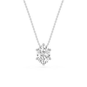 Oval Lab Grown Diamond 6-Prong slide Solitaire Pendant - 16 to 18 Inches