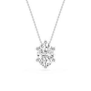 Oval Lab Grown Diamond 6-Prong slide Solitaire Pendant - 16 to 18 Inches
