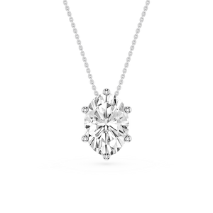 Oval Lab Grown Diamond 6-Prong slide Solitaire Pendant - 16 to 18 Inches
