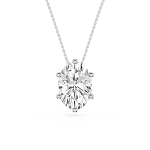 Oval Lab Grown Diamond 6-Prong slide Solitaire Pendant - 16 to 18 Inches