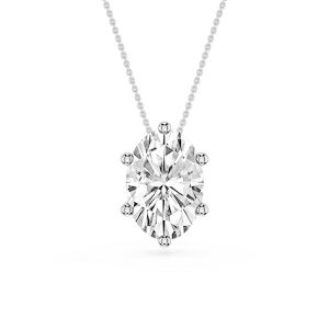 Oval Lab Grown Diamond 6-Prong slide Solitaire Pendant - 16 to 18 Inches
