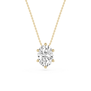 Oval Lab Grown Diamond 6-Prong slide Solitaire Pendant - 16 to 18 Inches