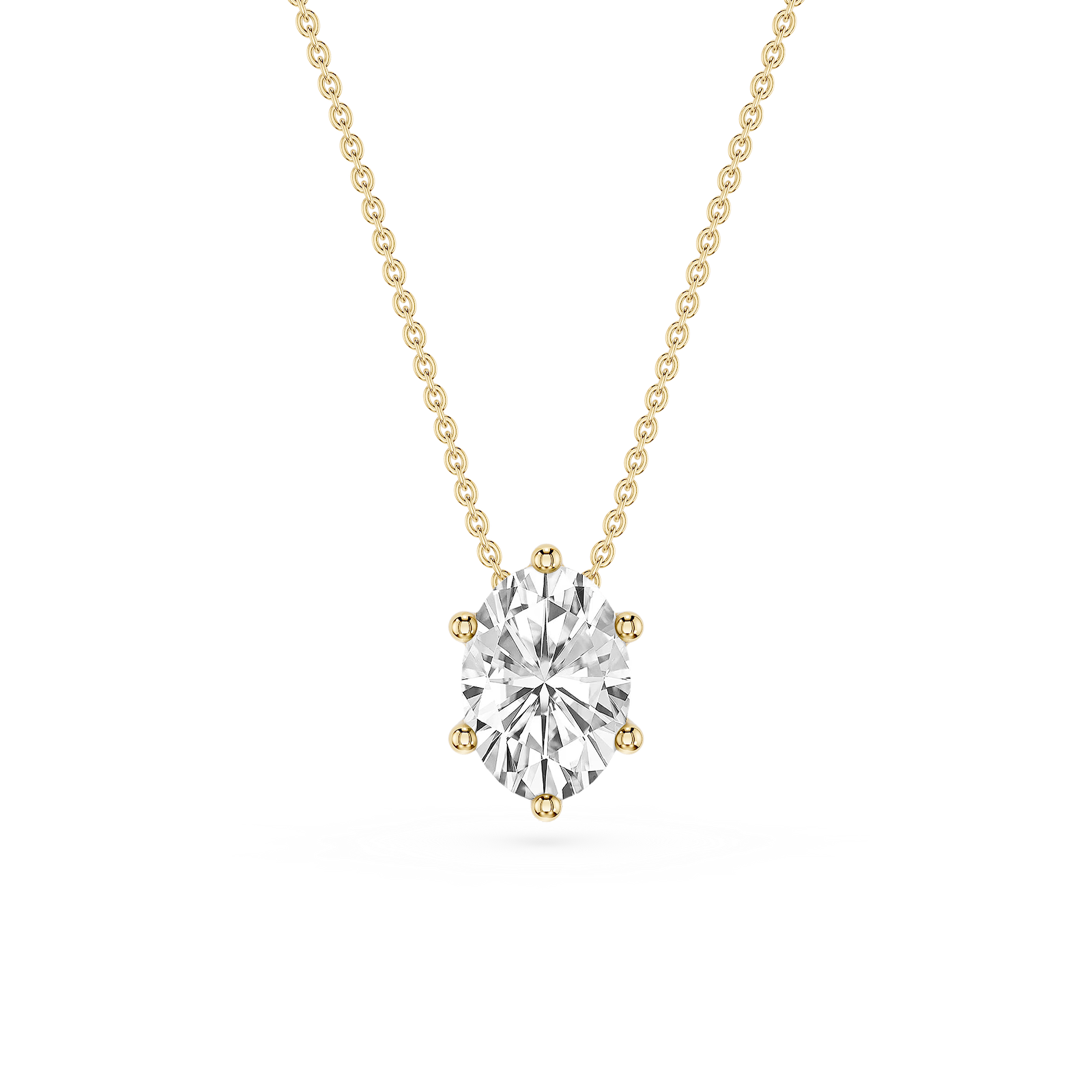 Oval Lab Grown Diamond 6-Prong slide Solitaire Pendant - 16 to 18 Inches