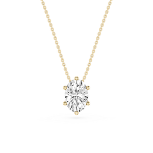 Oval Lab Grown Diamond 6-Prong slide Solitaire Pendant - 16 to 18 Inches