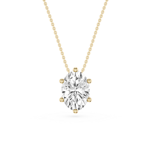 Oval Lab Grown Diamond 6-Prong slide Solitaire Pendant - 16 to 18 Inches