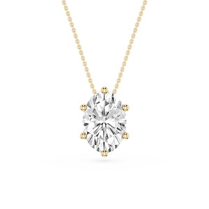 Oval Lab Grown Diamond 6-Prong slide Solitaire Pendant - 16 to 18 Inches