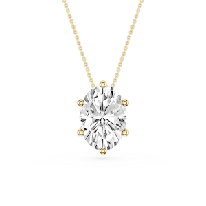 Oval Lab Grown Diamond 6-Prong slide Solitaire Pendant - 16 to 18 Inches