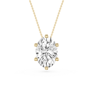 Oval Lab Grown Diamond 6-Prong slide Solitaire Pendant - 16 to 18 Inches