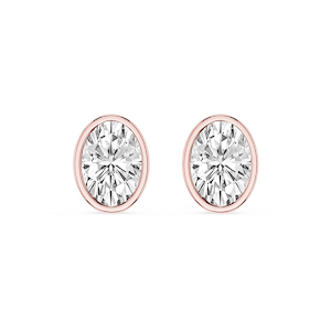 Oval Lab Grown Diamond Bezel Set Certified Stud Earrings