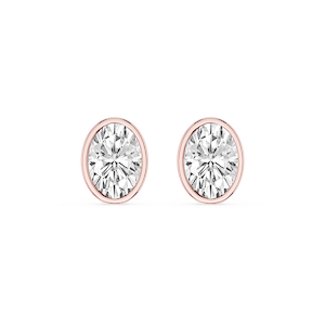Oval Lab Grown Diamond Bezel Set Certified Stud Earrings
