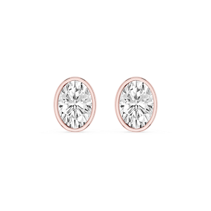 Oval Lab Grown Diamond Bezel Set Certified Stud Earrings
