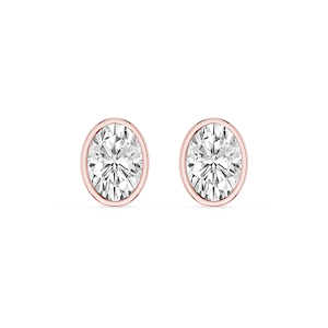 Oval Lab Grown Diamond Bezel Set Certified Stud Earrings