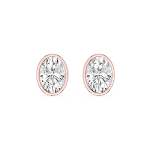 Oval Lab Grown Diamond Bezel Set Certified Stud Earrings