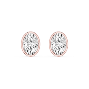 Oval Lab Grown Diamond Bezel Set Certified Stud Earrings