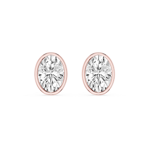 Oval Lab Grown Diamond Bezel Set Certified Stud Earrings