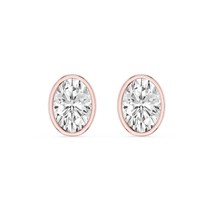 Oval Lab Grown Diamond Bezel Set Certified Stud Earrings