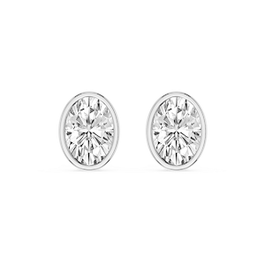 Oval Lab Grown Diamond Bezel Set Certified Stud Earrings